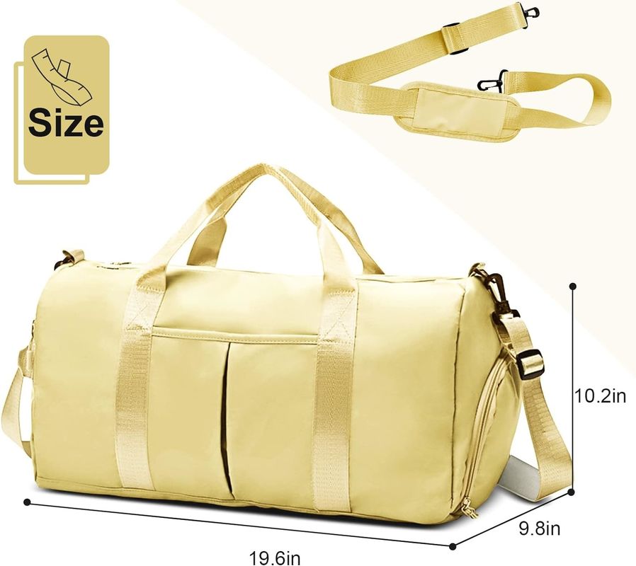Γιόγκα γυμναστήριο Αθλητισμός εξωτερικό Σαββατοκύριακο διανυκτερεύοντας ταξιδιωτική τσάντα Ελαφρύ κίτρινο χρώμα Μεγάλο μέγεθος