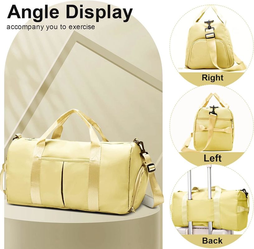 Γιόγκα γυμναστήριο Αθλητισμός εξωτερικό Σαββατοκύριακο διανυκτερεύοντας ταξιδιωτική τσάντα Ελαφρύ κίτρινο χρώμα Μεγάλο μέγεθος