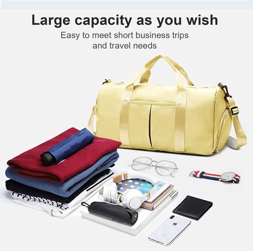 Γιόγκα γυμναστήριο Αθλητισμός εξωτερικό Σαββατοκύριακο διανυκτερεύοντας ταξιδιωτική τσάντα Ελαφρύ κίτρινο χρώμα Μεγάλο μέγεθος