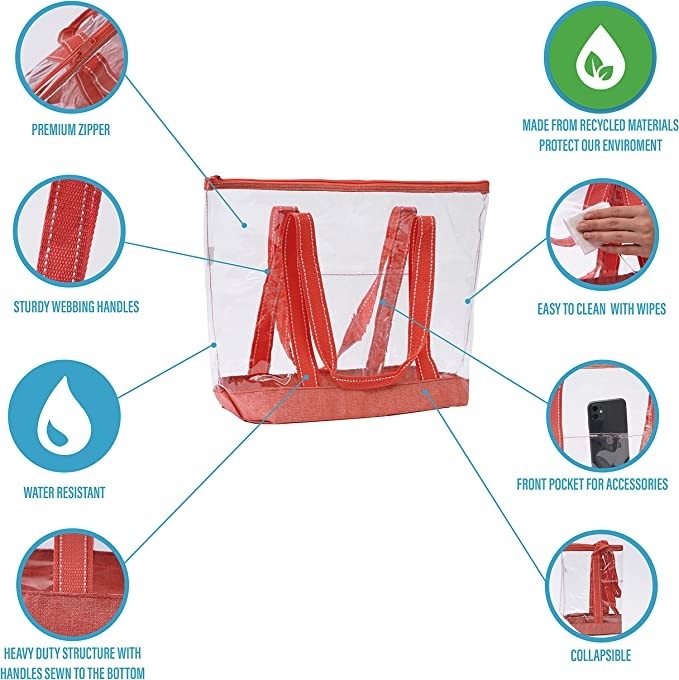 14 ιντσών Custom shopping bags με λογότυπο Pvc Clear Tote Bag Στάδιο εξωτερική πισίνα