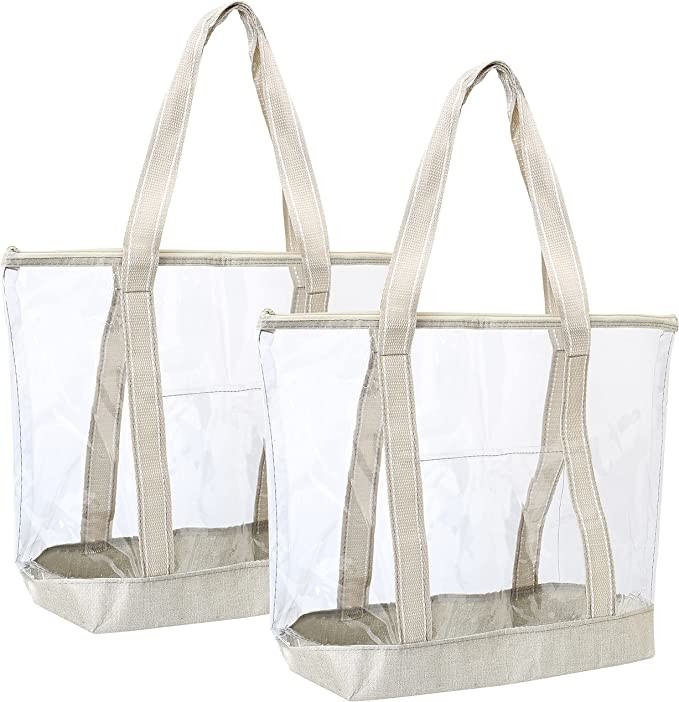 Διαφανές Custom shopping bags Carrier Διαφανές PVC Tote Bag Στάδιο Εξωτερική παραλία 14x5x13