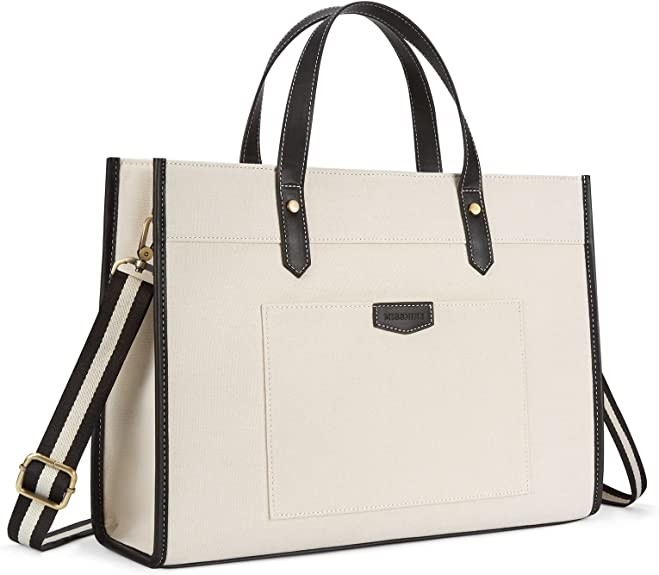 16x11.7x5.1 Canvas Laptop Tote Bag, Εργασιακές τσάντες ώμου για ταξίδια και ψώνια