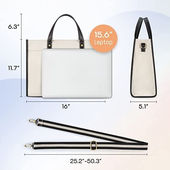 16x11.7x5.1 Canvas Laptop Tote Bag, Εργασιακές τσάντες ώμου για ταξίδια και ψώνια