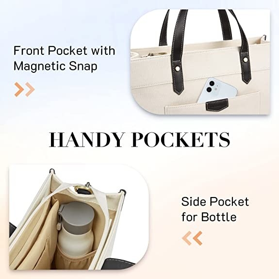 16x11.7x5.1 Canvas Laptop Tote Bag, Εργασιακές τσάντες ώμου για ταξίδια και ψώνια