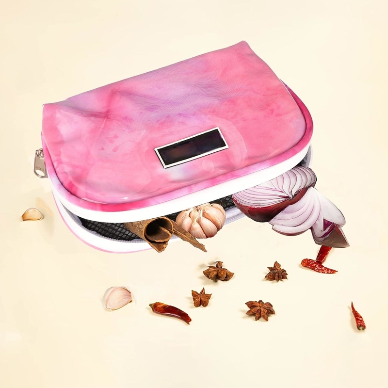 Ροζ χρώμα ανθεκτικό στο νερό Custom Travel Smell Proof Bag με σύστημα φίλτρου άνθρακα για κορίτσια