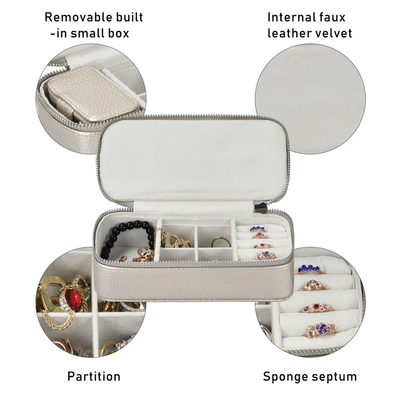 Μακιγιάζ Κοσμήματα Τσάντες Αποθήκευσης Κουτί Δερμάτινο PU Ταξιδιωτικό Φορητό 7x3.15x1.97 